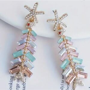 New CHRISTMAS TREE rhinestone earrings